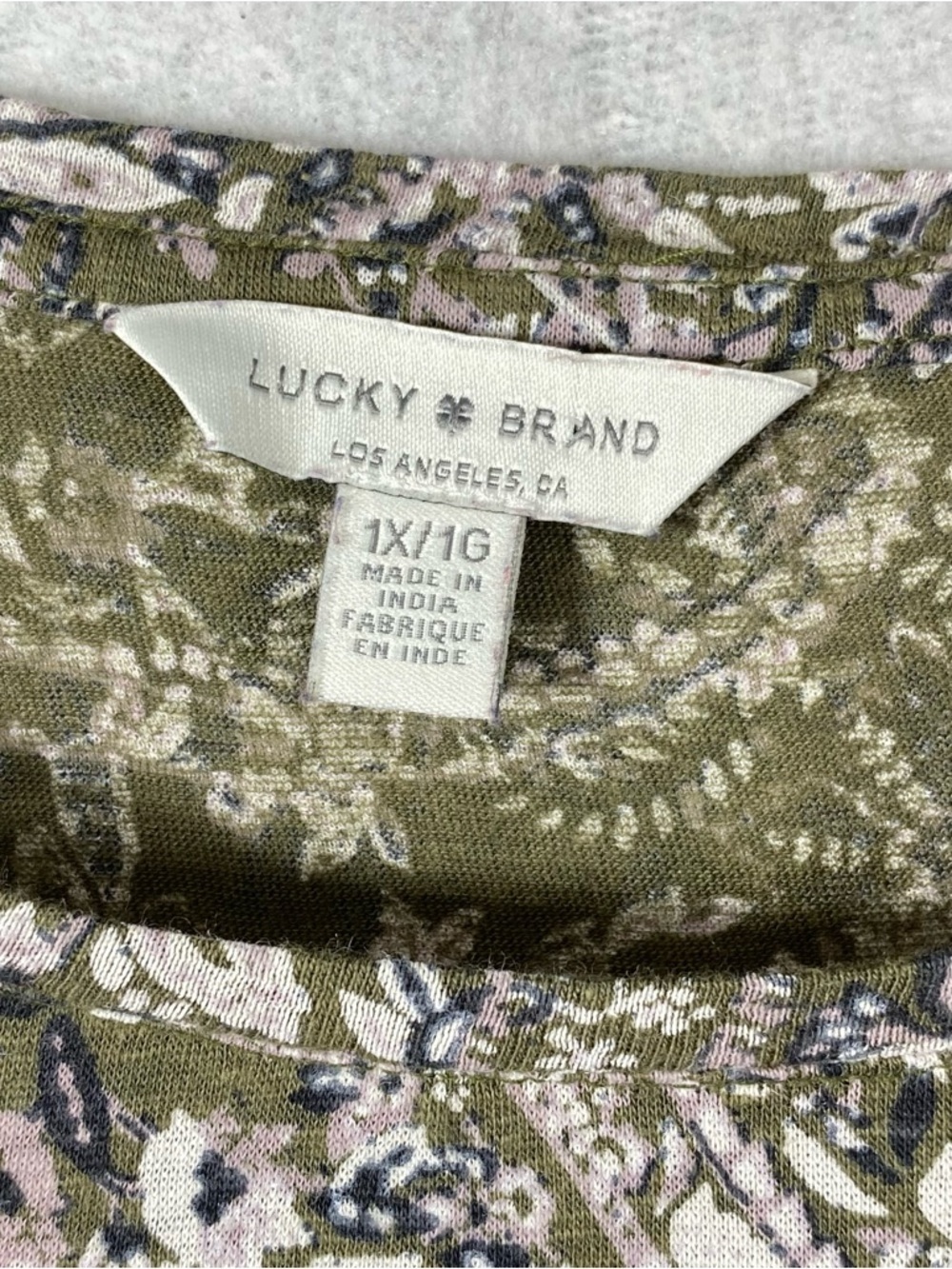 Lucky Brand Floral Paisley Tee Women's 1X Green Long Sleeve Round Neck Shirt - Picture 6 of 12